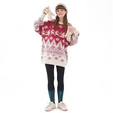 Love & Rose пуловер Коледен пуловер с дълъг ръкав